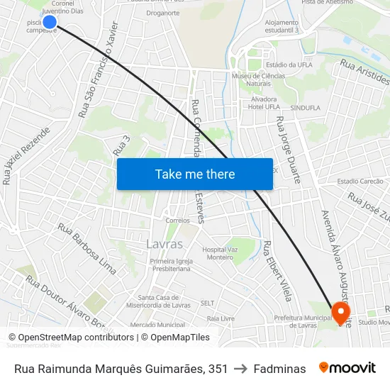 Rua Raimunda Marquês Guimarães, 351 to Fadminas map