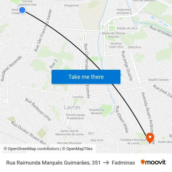 Rua Raimunda Marquês Guimarães, 351 to Fadminas map