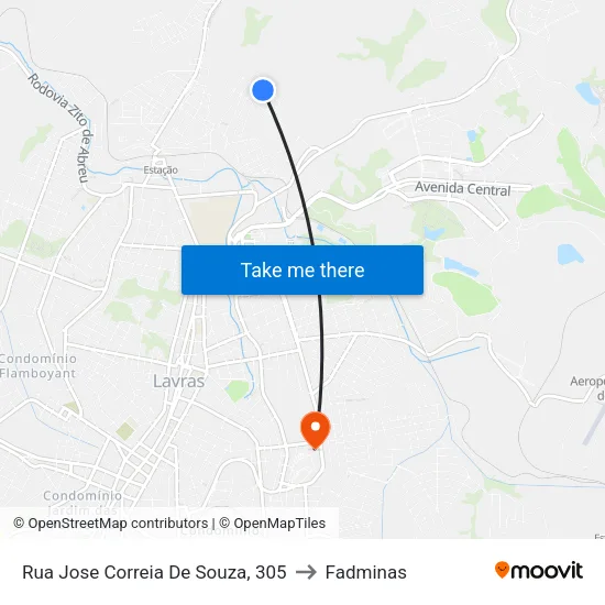 Rua Jose Correia De Souza, 305 to Fadminas map