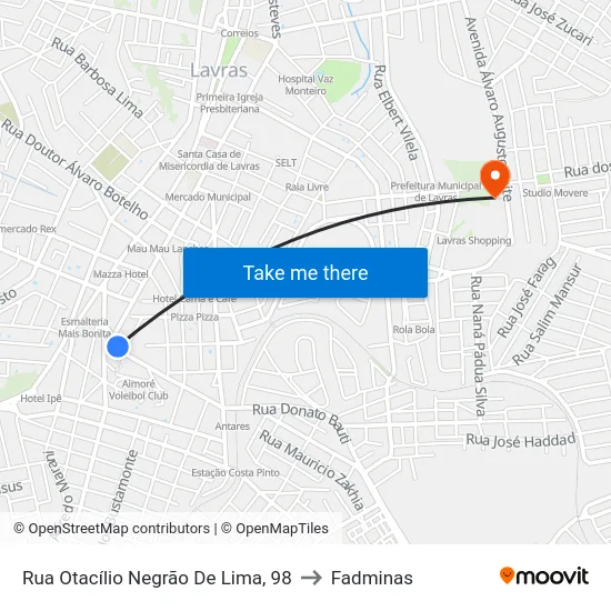 Rua Otacílio Negrão De Lima, 98 to Fadminas map