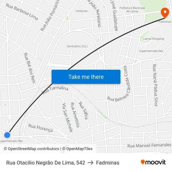 Rua Otacílio Negrão De Lima, 542 to Fadminas map