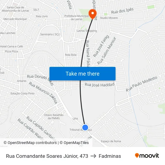 Rua Comandante Soares Júnior, 473 to Fadminas map