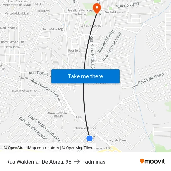 Rua Waldemar De Abreu, 98 to Fadminas map