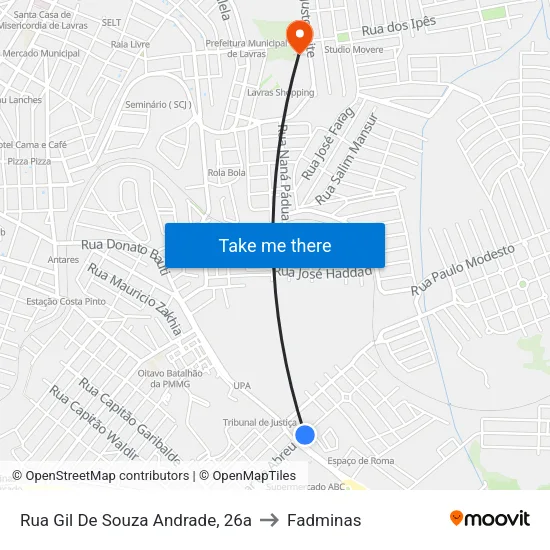 Rua Gil De Souza Andrade, 26a to Fadminas map