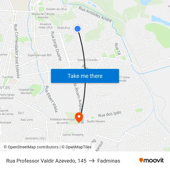 Rua Professor Valdir Azevedo, 145 to Fadminas map