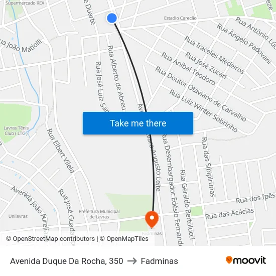 Avenida Duque Da Rocha, 350 to Fadminas map