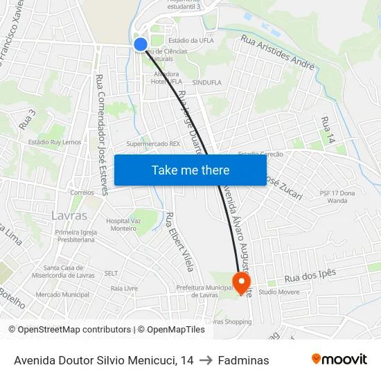 Avenida Doutor Silvio Menicuci, 14 to Fadminas map