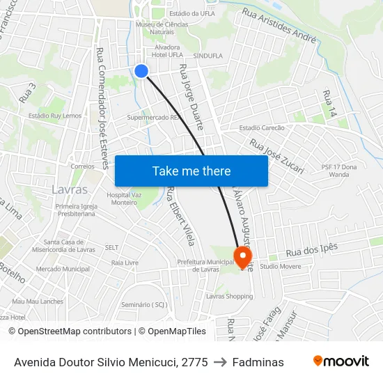 Avenida Doutor Silvio Menicuci, 2775 to Fadminas map