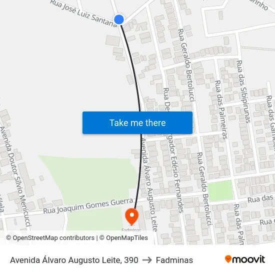 Avenida Álvaro Augusto Leite, 390 to Fadminas map