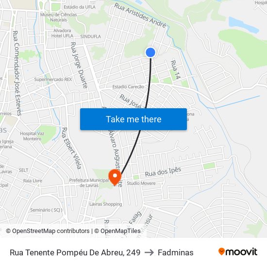 Rua Tenente Pompéu De Abreu, 249 to Fadminas map