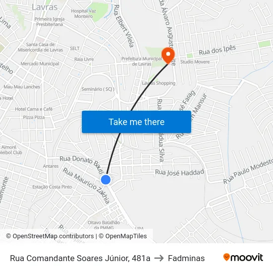 Rua Comandante Soares Júnior, 481a to Fadminas map