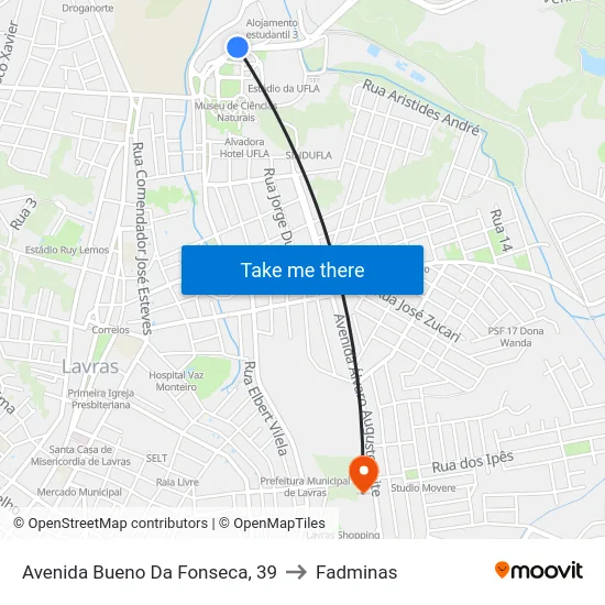 Avenida Bueno Da Fonseca, 39 to Fadminas map
