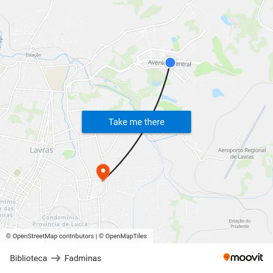 Biblioteca to Fadminas map