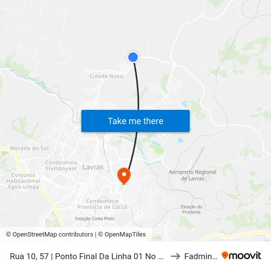 Rua 10, 57 | Ponto Final Da Linha 01 No Cohab to Fadminas map