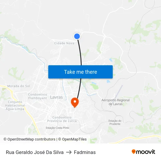 Rua Geraldo José Da Silva to Fadminas map