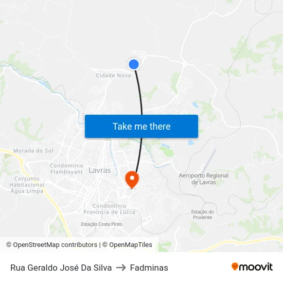 Rua Geraldo José Da Silva to Fadminas map