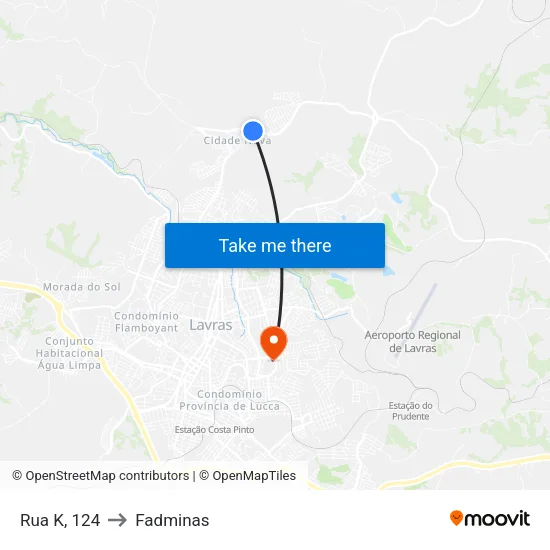 Rua K, 124 to Fadminas map