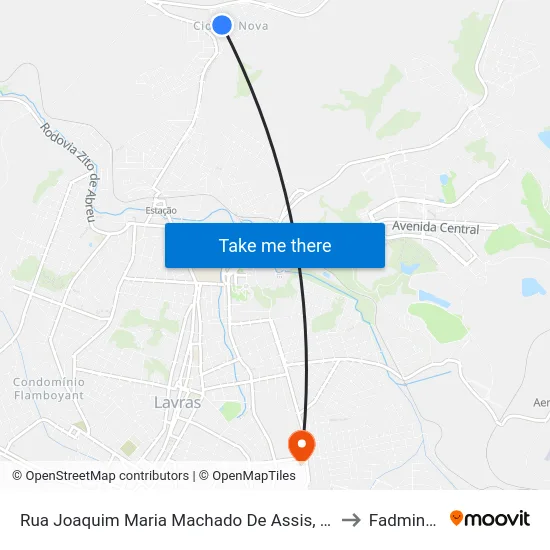 Rua Joaquim Maria Machado De Assis, 45 to Fadminas map