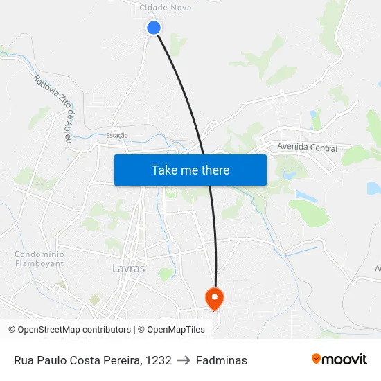 Rua Paulo Costa Pereira, 1232 to Fadminas map