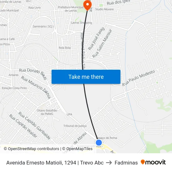 Avenida Ernesto Matioli, 1294 | Trevo Abc to Fadminas map