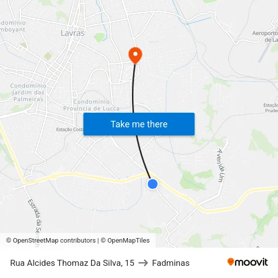 Rua Alcides Thomaz Da Silva, 15 to Fadminas map