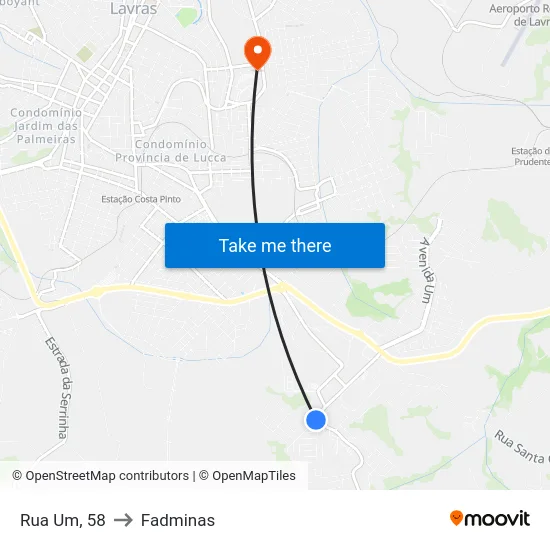 Rua Um, 58 to Fadminas map