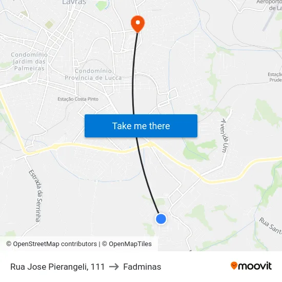 Rua Jose Pierangeli, 111 to Fadminas map