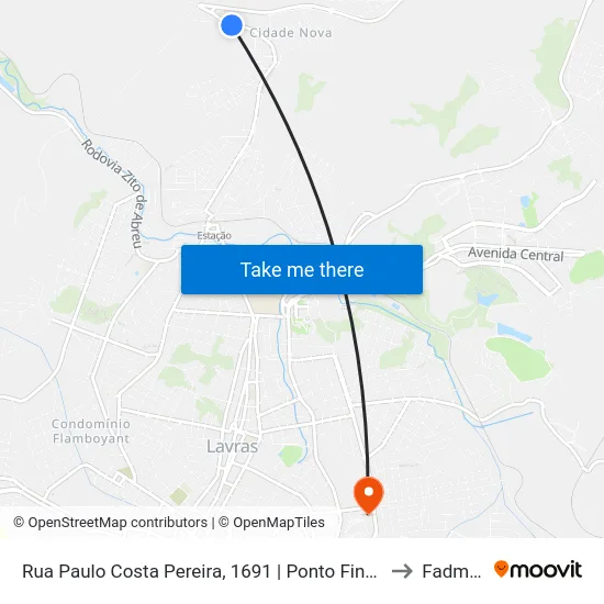 Rua Paulo Costa Pereira, 1691 | Ponto Final Vila Mariana to Fadminas map