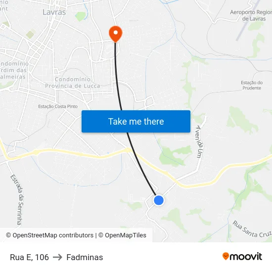 Rua E, 106 to Fadminas map