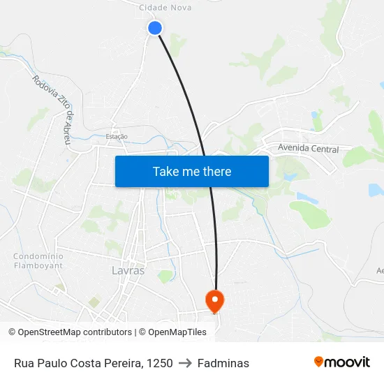 Rua Paulo Costa Pereira, 1250 to Fadminas map
