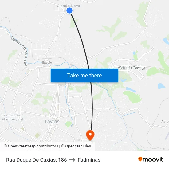 Rua Duque De Caxias, 186 to Fadminas map