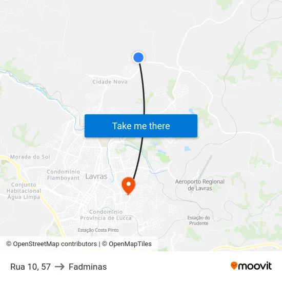 Rua 10, 57 to Fadminas map