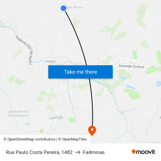 Rua Paulo Costa Pereira, 1482 to Fadminas map