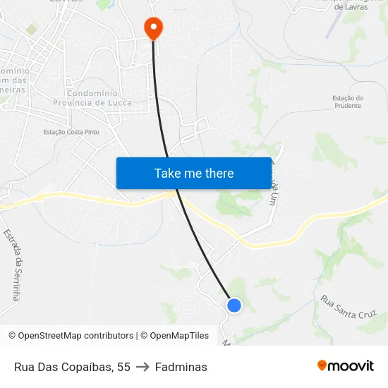 Rua Das Copaíbas, 55 to Fadminas map