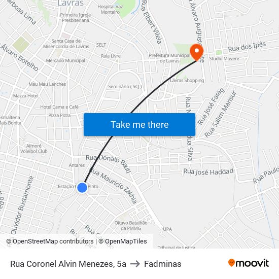 Rua Coronel Alvin Menezes, 5a to Fadminas map