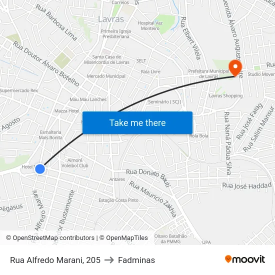Rua Alfredo Marani, 205 to Fadminas map