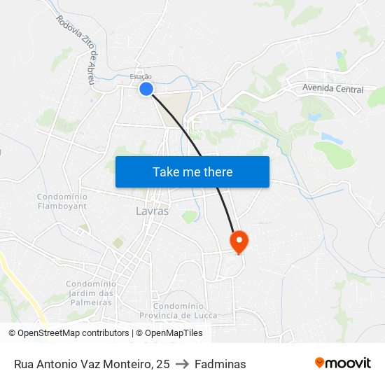 Rua Antonio Vaz Monteiro, 25 to Fadminas map