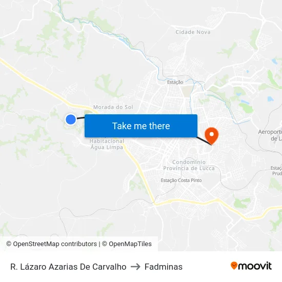 R. Lázaro Azarias De Carvalho to Fadminas map