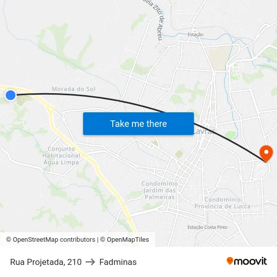 Rua Projetada, 210 to Fadminas map