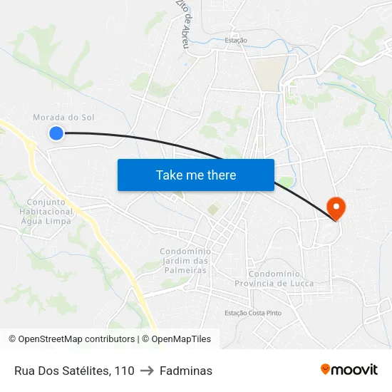 Rua Dos Satélites, 110 to Fadminas map