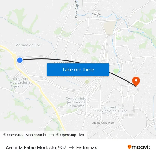 Avenida Fábio Modesto, 957 to Fadminas map