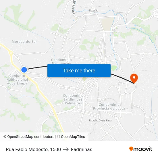 Rua Fabio Modesto, 1500 to Fadminas map