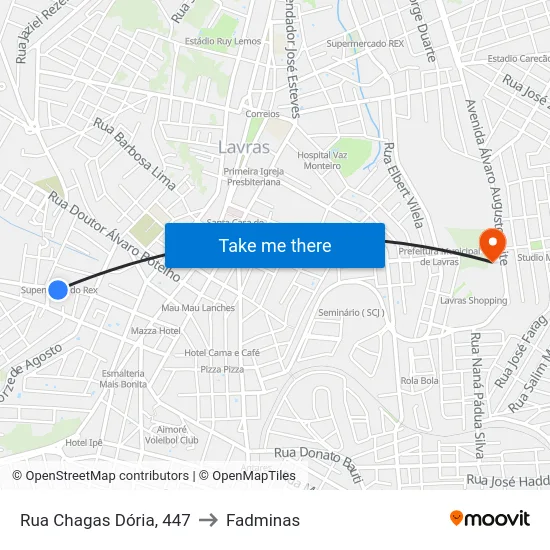 Rua Chagas Dória, 447 to Fadminas map