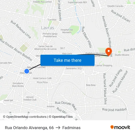Rua Orlando Alvarenga, 66 to Fadminas map