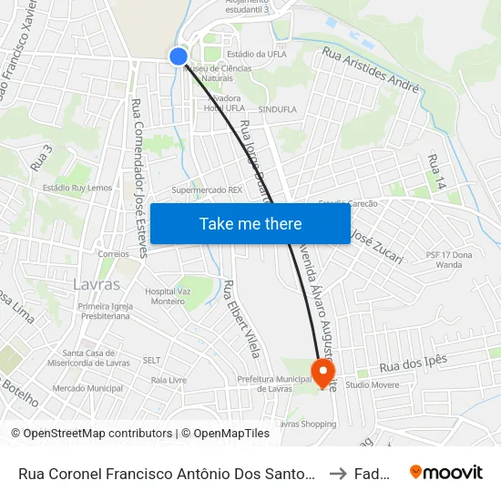 Rua Coronel Francisco Antônio Dos Santos, 37 | Rotatória Ufla to Fadminas map