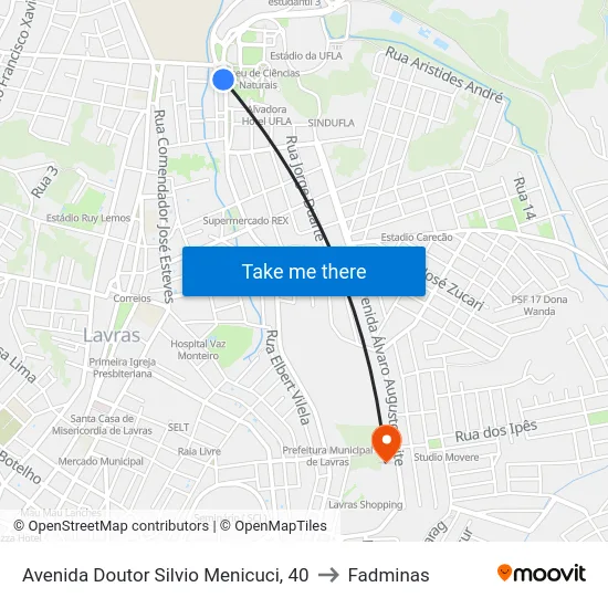 Avenida Doutor Silvio Menicuci, 40 to Fadminas map