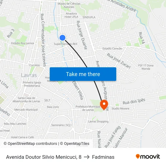 Avenida Doutor Silvio Menicuci, 8 to Fadminas map