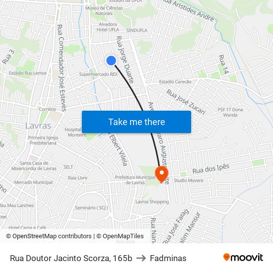 Rua Doutor Jacinto Scorza, 165b to Fadminas map