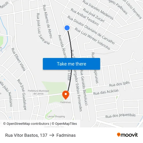 Rua Vítor Bastos, 137 to Fadminas map