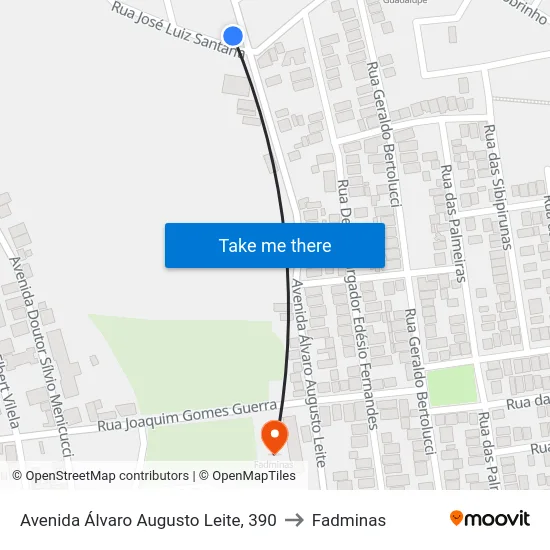 Avenida Álvaro Augusto Leite, 390 to Fadminas map